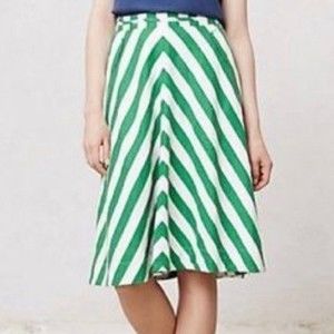 Anthro Postmark Spearmint Striped Skirt, Size 2